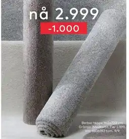Skeidar Berber teppe 160x230 cm, NOK 2999 tilbud