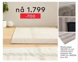 Skeidar Misato teppe 160x230 cm, NOK 1799 tilbud