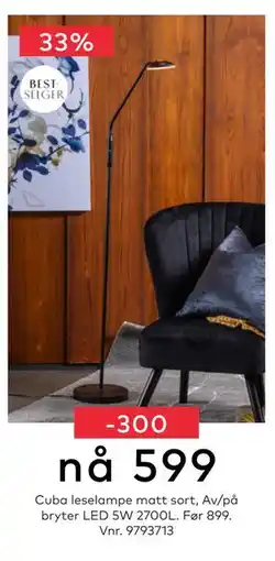 Skeidar Cuba leselampe, NOK 599 tilbud