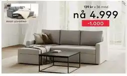 Skeidar Sacramento vendbar sovesofa, NOK 4999 tilbud