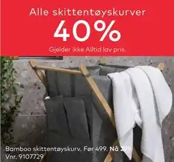 Skeidar Bamboo skittentøyskurv, NOK 299 tilbud