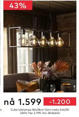 Skeidar Cube taklampe 84x18cm, NOK 1599 tilbud