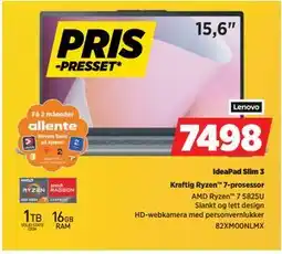 POWER IdeaPad Slim 3, NOK 7498 tilbud