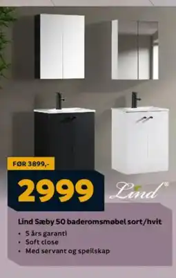 Megaflis Lind Sæby 50 baderomsmøbel sort/hvit tilbud