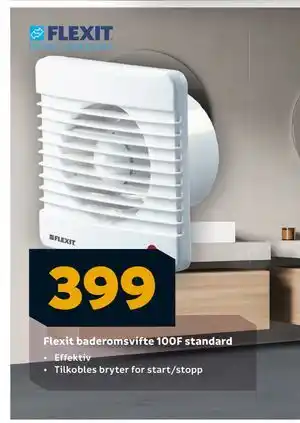 Megaflis Flexit baderomsvifte 100F standard, NOK 399 tilbud