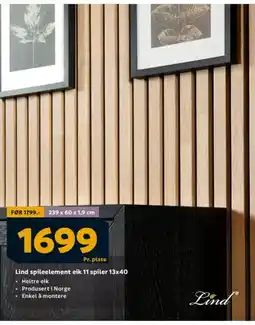 Megaflis Lind spileelement eik 11 spiler 13x40 tilbud