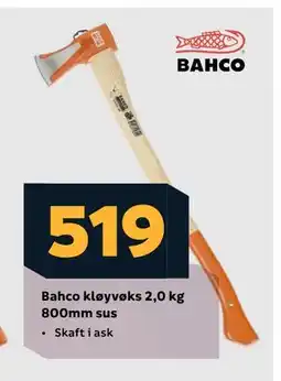 Megaflis Bahco kløyvøks 2,0 kg 800mm sus, NOK 519 tilbud
