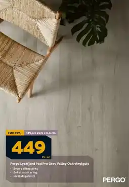 Megaflis Pergo Lysefjord Pad Pro Grey Valley Oak vinylgulv tilbud