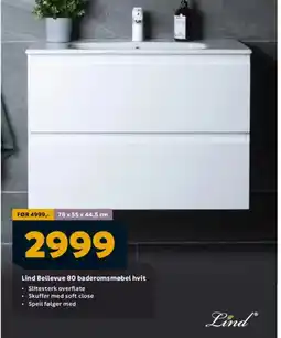 Megaflis Lind Bellevue 80 baderomsmøbel hvit tilbud