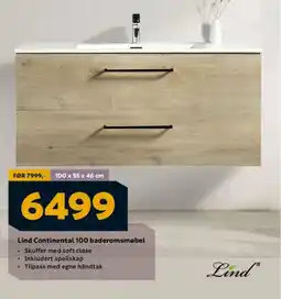 Megaflis Lind Continental 100 baderomsmøbel tilbud