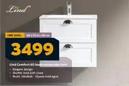 Megaflis Lind Comfort 60 baderomsmøbel hvit tilbud