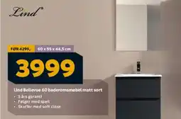 Megaflis Lind Bellevue 60 baderomsmøbel matt sort tilbud