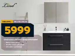 Megaflis Lind Luxury 80 sort baderomsmøbel tilbud