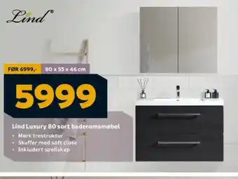 Megaflis Lind Luxury 80 sort baderomsmøbel tilbud