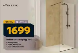 Megaflis Celeste Lucca dusjvegg sort tilbud