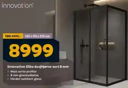 Megaflis Innovation Silke dusjhjørne sort 8 mm tilbud