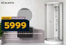 Megaflis Celeste Eccellenza buet dusjkabinett matt krom tilbud