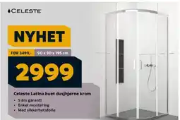 Megaflis Celeste Latina buet dusjhjørne krom tilbud