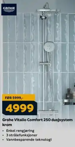 Megaflis Grohe Vitalio Comfort 250 dusjsystem krom tilbud