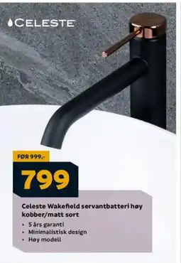 Megaflis Celeste Wakefield servantbatteri høy kobber/matt sort tilbud