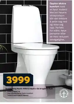 Megaflis Gustavsberg Nautic 1546 m/skjult s-lås & hygiene flush tilbud