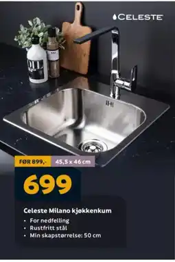 Megaflis Celeste Milano kjøkkenkum tilbud