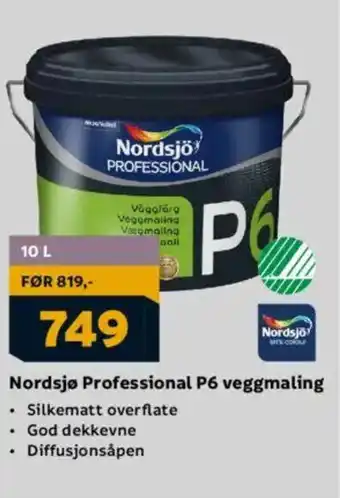 Megaflis Nordsjø Professional P6 veggmaling tilbud