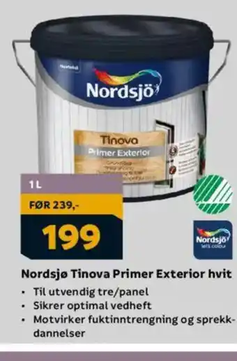 Megaflis Nordsjø Tinova Primer Exterior hvit tilbud