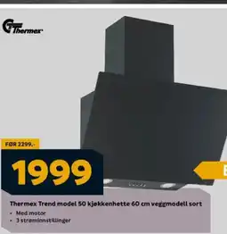 Megaflis Thermex Trend model 50 kjøkkenhette 60 cm veggmodell sort tilbud