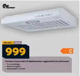 Megaflis Thermex Trend model 10 kjøkkenhette veggmodell hvit med motor tilbud