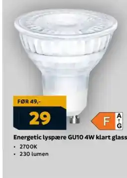 Megaflis Energetic Lyspære GU10 4W klart glass tilbud
