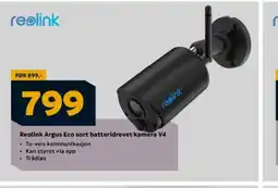 Megaflis Reolink Argus Eco sort batteridrevet kamera V4 tilbud