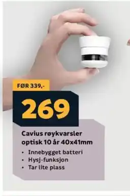 Megaflis Cavius røykvarsler optisk 10 år 40x41mm tilbud