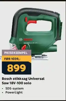 Megaflis Bosch stikksag Universal Saw 18V-100 solo tilbud