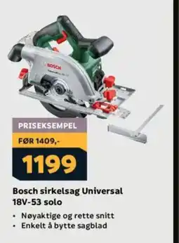 Megaflis Bosch sirkelsag Universal 18V-53 solo tilbud