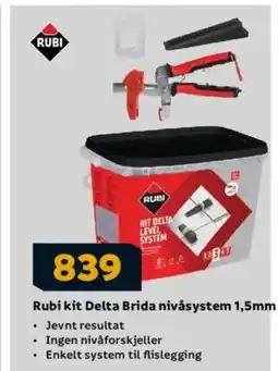 Megaflis Rubi kit Delta Brida nivåsystem 1,5mm tilbud