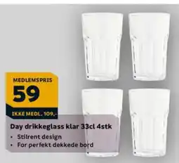 Megaflis Day drikkeglass klar 33cl 4stk tilbud
