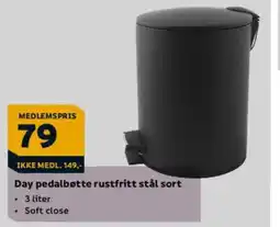 Megaflis Day pedalbøtte rustfritt stål sort tilbud