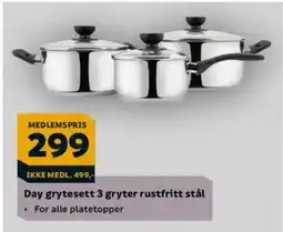 Megaflis Day grytesett 3 gryter rustfritt stål tilbud