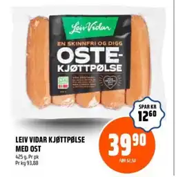 Coop Obs Leiv Vidar kjøttpølse med ost tilbud