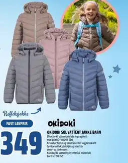 Coop Obs Okidoki Sol vattert jakke barn tilbud
