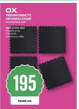 Sport Outlet TRENINGSMATTE I BYGGEKLOSSER, NOK 195 tilbud