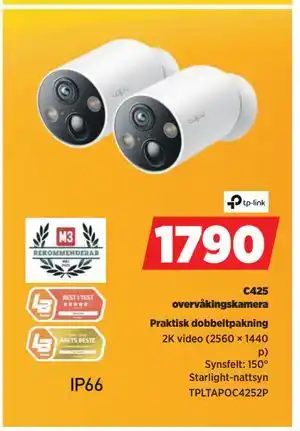 POWER C425 overvåkingskamera, NOK 1790 tilbud