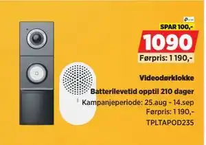 POWER Videodørklokke, NOK 1090 tilbud