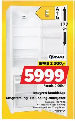 POWER Integrert kombiskap, NOK 5999 tilbud