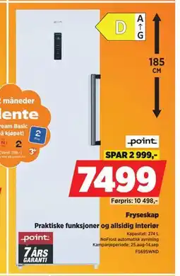 POWER Fryseskap, NOK 7499 tilbud