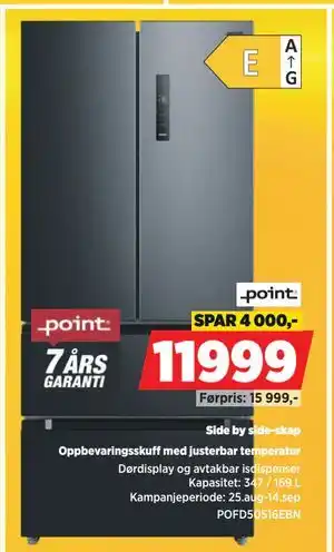 POWER Side by side-skap, NOK 11999 tilbud