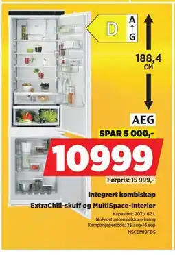 POWER Integrert kombiskap, NOK 10999 tilbud