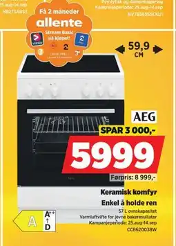 POWER Keramisk komfyr, NOK 5999 tilbud