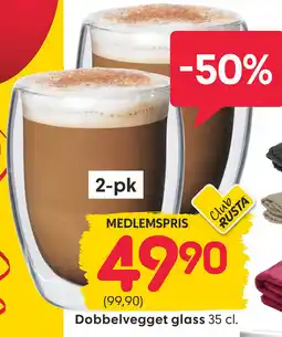 Rusta Dobbelvegget glass tilbud